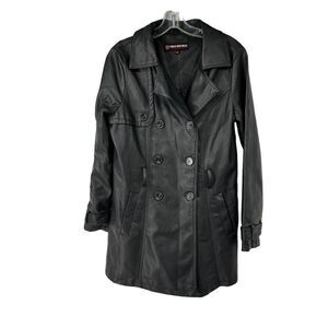 Urban Republic Black‎ Vinyl Long Faux Leather Looking Coat